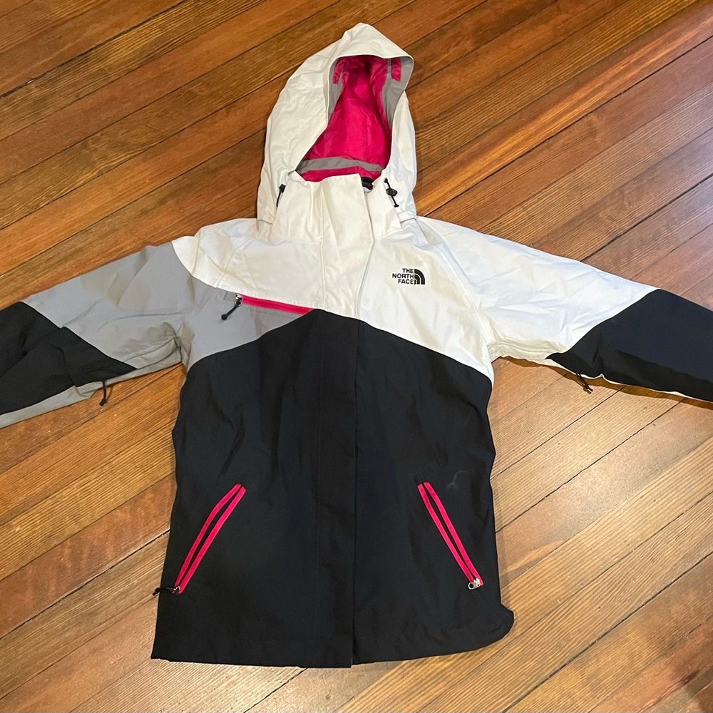 North Face Ski Coat Jacket XS 0-2 Black White Hot Pink Shell and Liner